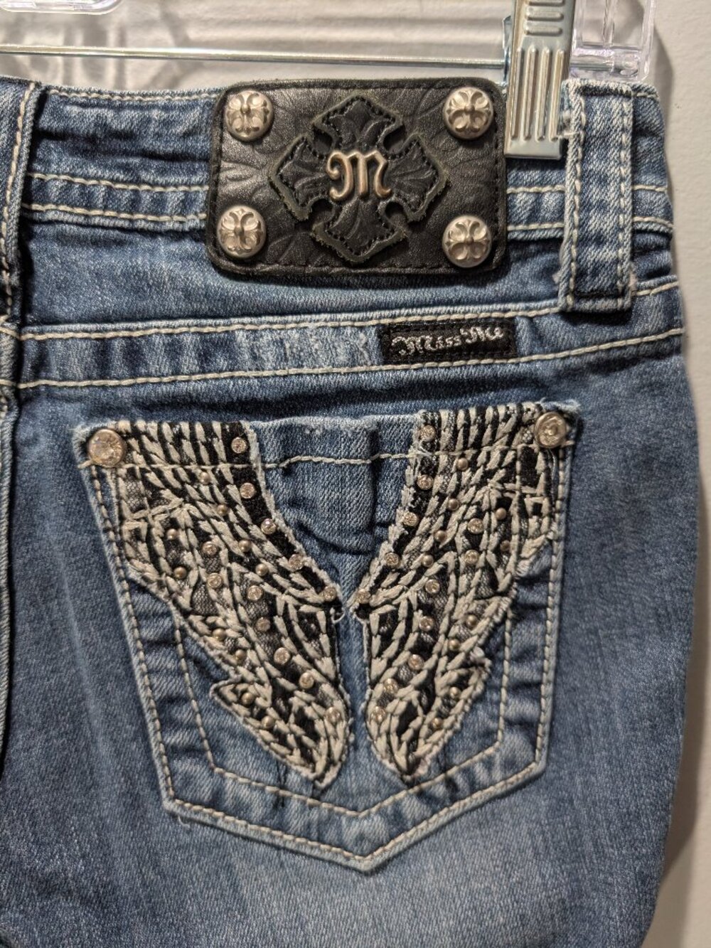 Miss Me JE5388TR Straight Leg Jeans 27x31 Bling Embroidered